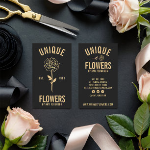 Moderne minimalistische trendige Blume aus schwarz Visitenkarte