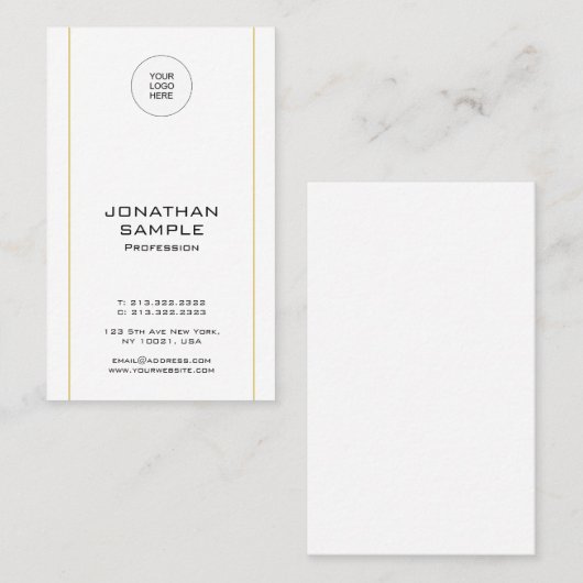 Moderne Minimalistische, trendige goldene Vorlage Visitenkarte (Vorne/Hinten)