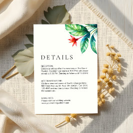 Moderne Minimalistische Tropengrün Leaf Hochzeit Begleitkarte