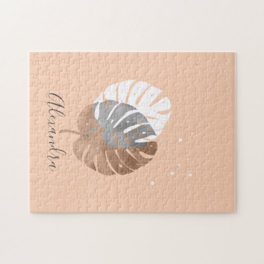 Moderne minimalistische tropische Blätter zur Vera Puzzle (Horizontal)