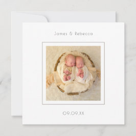 Moderne Minimalistische Twins Foto Geburtsankündig