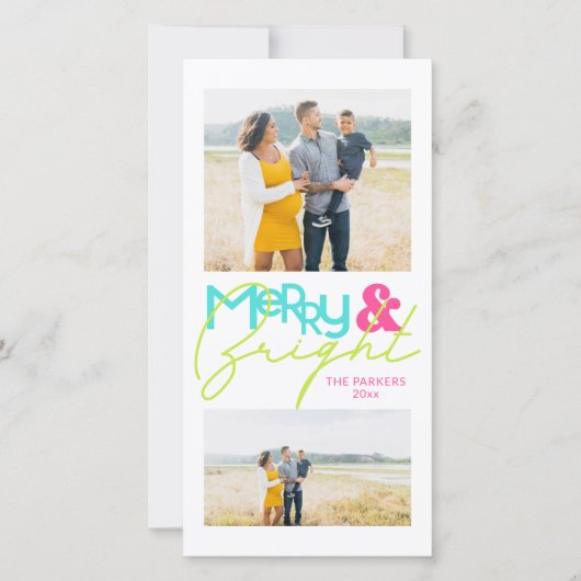 Moderne Minimalistische Typografie 2 Foto Merry Br Ankündigung (Vorderseite)