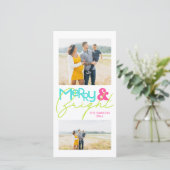 Moderne Minimalistische Typografie 2 Foto Merry Br Ankündigung (Stehend Vorderseite)