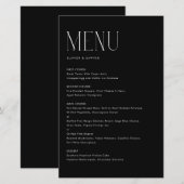 Moderne Minimalistische Typografie Black Menu Card (Vorne/Hinten)