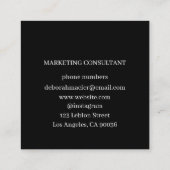 Moderne Minimalistische Typografie Black Quadratische Visitenkarte (Rückseite)