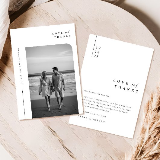Moderne Minimalistische Typografie Boho Foto Weddi Dankeskarte