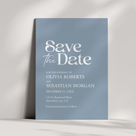 Moderne Minimalistische Typografie Dusty Blue Wedd Save The Date