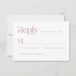 Moderne Minimalistische Typografie Dusty Rose Wedd RSVP Karte