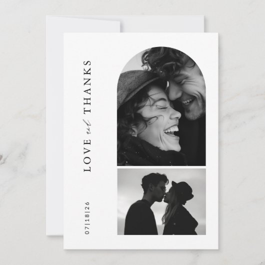 Moderne Minimalistische Typografie Foto Arch Weddi Dankeskarte (Vorderseite)