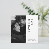 Moderne Minimalistische Typografie-Foto-Hochzeit Save The Date (Stehend Vorderseite)