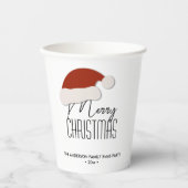 Moderne Minimalistische Typografie Frohe Weihnacht Pappbecher (Vorderseite)