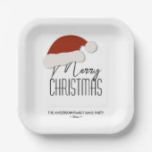 Moderne Minimalistische Typografie Frohe Weihnacht Pappteller (Vorderseite)