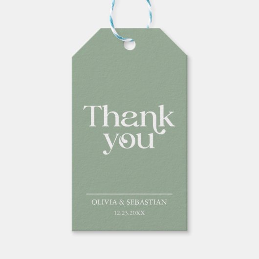 Moderne Minimalistische Typografie - Grüne Hochzei Geschenkanhänger (Vorderseite)