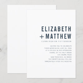 Moderne + Minimalistische Typografie-Hochzeit Einladung