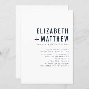 Moderne + Minimalistische Typografie-Hochzeit Einladung