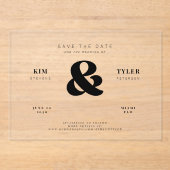 Moderne minimalistische Typografie Hochzeit speich Acryleinladungen (Vorderseite)
