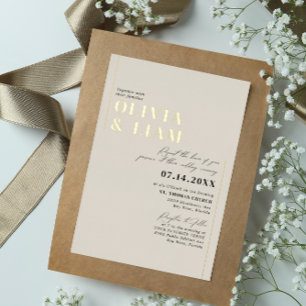Moderne minimalistische Typografie Hochzeit Taupe Folieneinladung