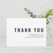 Moderne + Minimalistische Typografie Hochzeit Viel Dankeskarte (Stehend Vorderseite)