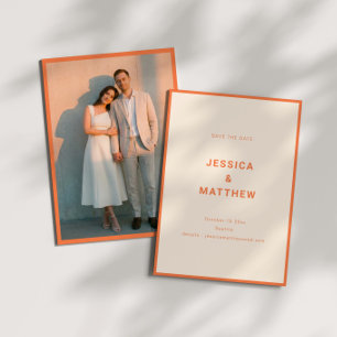 Moderne minimalistische Typografie in Orange Hochz Save The Date