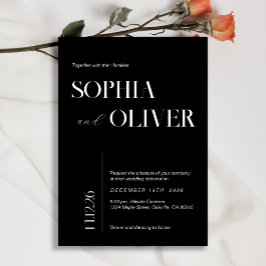 Moderne minimalistische Typografie in Schwarzweiß Einladung