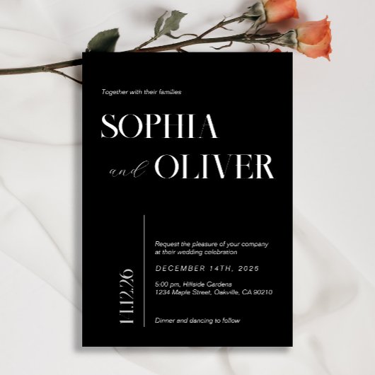 Moderne minimalistische Typografie in Schwarzweiß Einladung