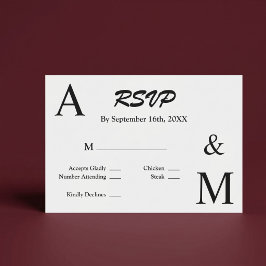 Moderne minimalistische Typografie-Monogramm-RSVP- RSVP Karte