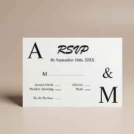 Moderne minimalistische Typografie-Monogramm-RSVP- RSVP Karte