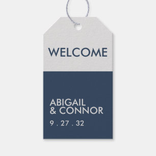 Moderne Minimalistische Typografie Navy Blue Gray Geschenkanhänger
