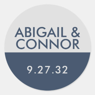 Moderne Minimalistische Typografie Navy Blue Gray Runder Aufkleber