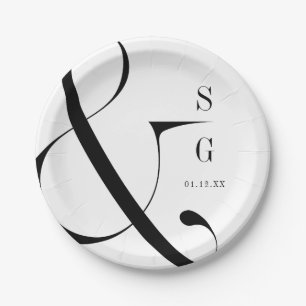 Moderne minimalistische Typografie paart Monogramm Pappteller