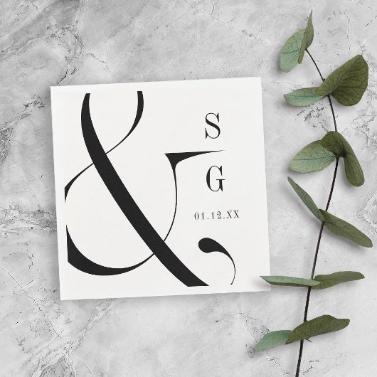 Moderne minimalistische Typografie paart Monogramm Serviette