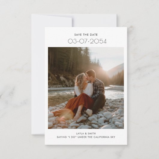 Moderne Minimalistische Typografie Rustikale Hochz Save The Date (Vorderseite)