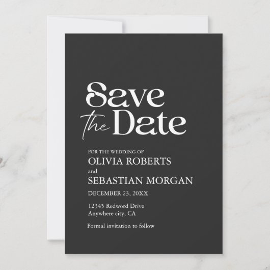 Moderne Minimalistische Typografie Save The Date (Vorderseite)
