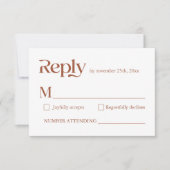 Moderne Minimalistische Typografie Terracotta Wedd RSVP Karte (Vorderseite)