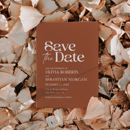 Moderne Minimalistische Typografie Terracotta Wedd Save The Date