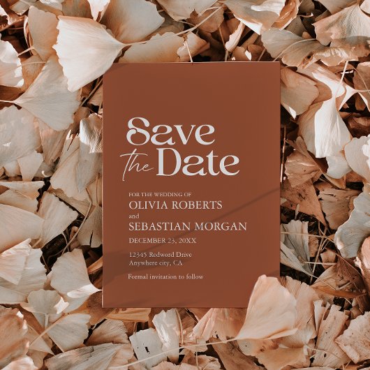 Moderne Minimalistische Typografie Terracotta Wedd Save The Date