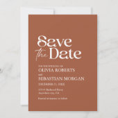 Moderne Minimalistische Typografie Terracotta Wedd Save The Date (Vorderseite)