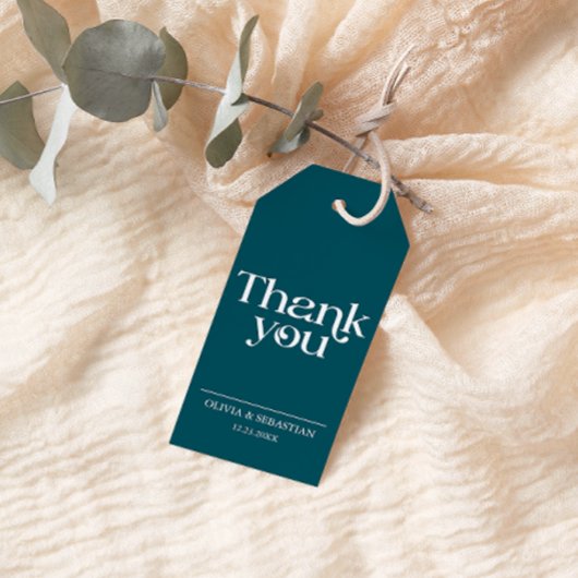 Moderne Minimalistische Typografie Tiefe Aquamarin Geschenkanhänger