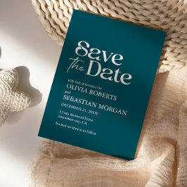 Moderne Minimalistische Typografie Tiefe Aquamarin Save The Date