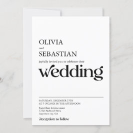 Moderne Minimalistische Typografie White Wedding Einladung