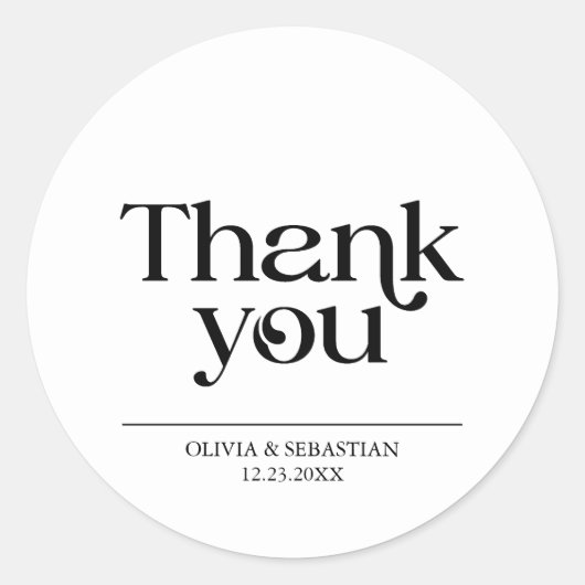 Moderne Minimalistische Typografie White Wedding Runder Aufkleber (Vorderseite)