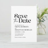 Moderne Minimalistische Typografie White Wedding Save The Date (Stehend Vorderseite)