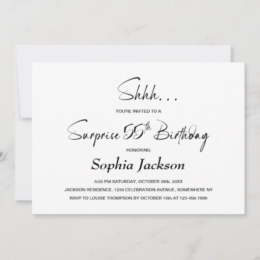 Moderne Minimalistische Überraschung 55. Geburtsta Einladung (Vorderseite)