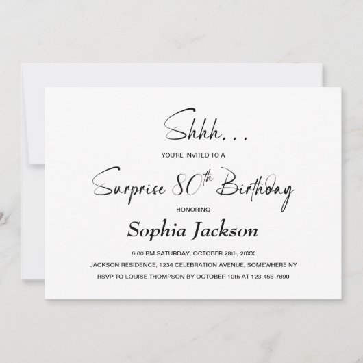 Moderne Minimalistische Überraschung 80. Geburtsta Einladung (Vorderseite)