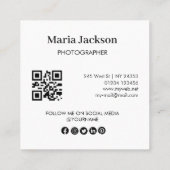 Moderne minimalistische und einfache Fotografen Quadratische Visitenkarte (Rückseite)