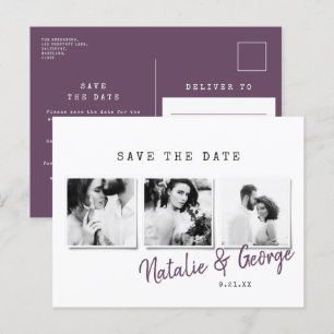 Moderne, minimalistische und stilvolle Hochzeit mi Ankündigungspostkarte