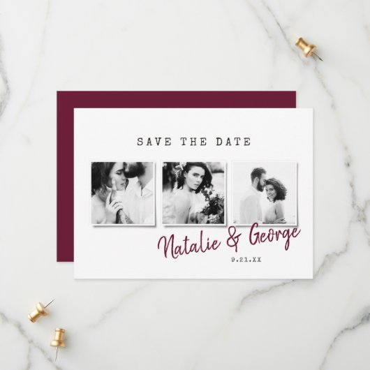 Moderne, minimalistische und stilvolle Hochzeit mi Save The Date (Vorderseite/Rückseite Beispiel)