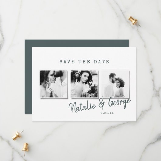 Moderne, minimalistische und stilvolle Hochzeit mi Save The Date (Vorderseite/Rückseite Beispiel)