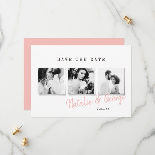 Moderne, minimalistische und stilvolle Hochzeit mi Save The Date (Vorderseite/Rückseite Beispiel)