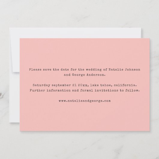 Moderne, minimalistische und stilvolle Hochzeit mi Save The Date (Rückseite)